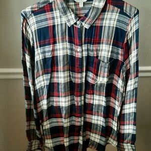 Lucky Brand Red and Blue Plaid Casual Shirt